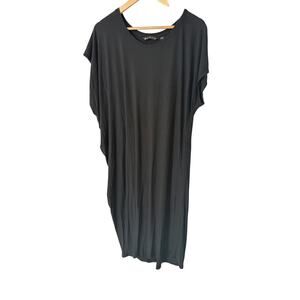 Athleta Women's Asymmetrical Black Modal Dress‎ Large Draped Athleisure Casual